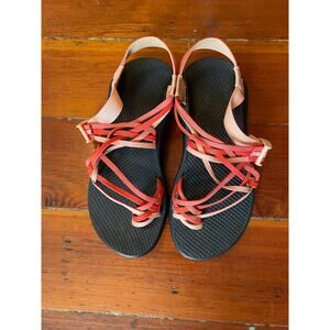 Chaco Z/Cloud X Women’s 8 Sandals – Black/Coral Strappy Hiking Water Shoes